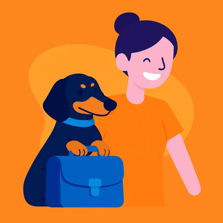 Mascotte Simplcom Formations aux côtés d’une formatrice, illustrant l’accompagnement et la formation en communication