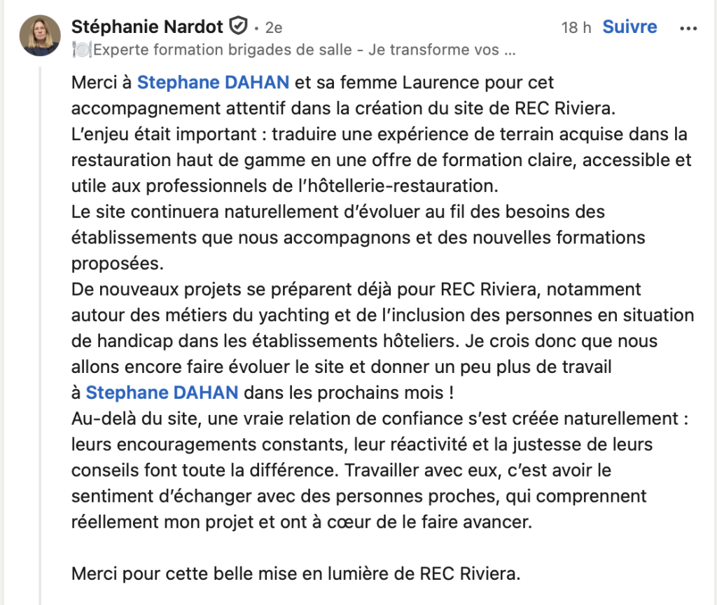 Réponse de Stéphanie Nardot au post LinkedIn de Stéphane Dahan